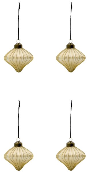 Skleněná vánoční ozdoba Spin Champagne – set 4 ks