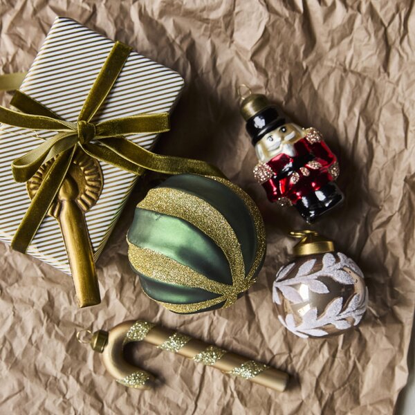 Skleněné ozdoby Swirl Green – set 4 ks