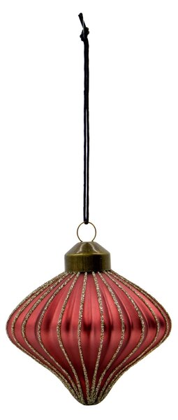 Skleněná vánoční ozdoba Spin Dusty Red – set 4 ks