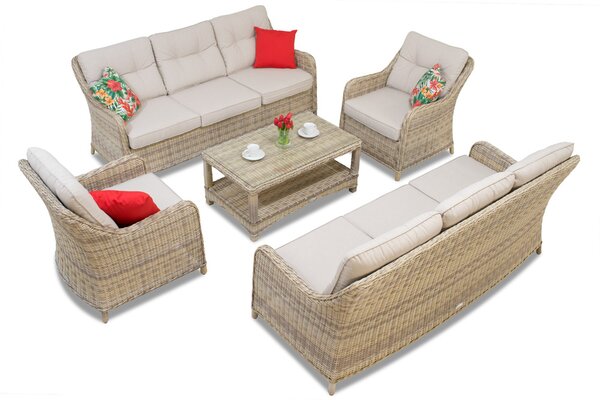 Luxusní sada nábytku z technorattanu Toledo Coffee 8 béžová Garden Point