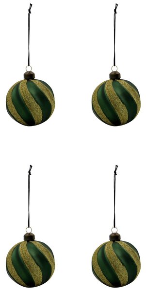 Skleněné ozdoby Swirl Green – set 4 ks
