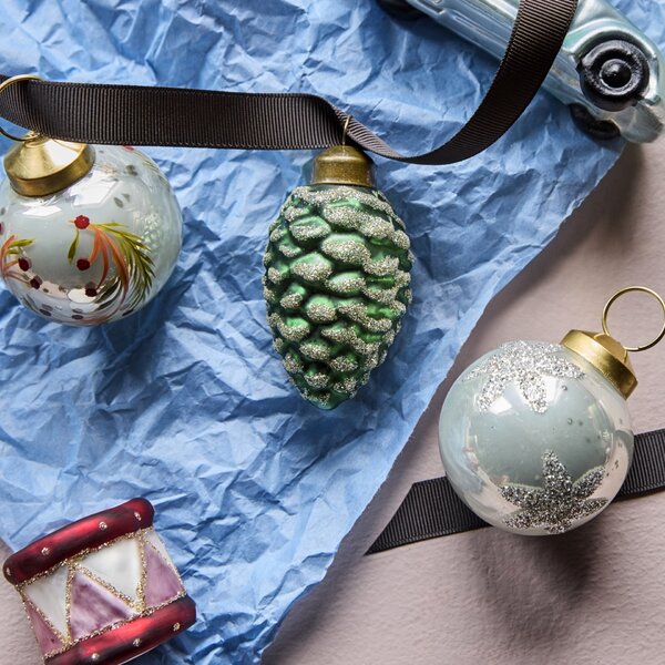 Skleněné ozdoby Cone Green – set 4 ks