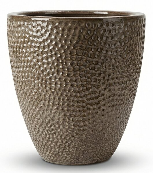 Keramický květináč Cigaline Broušená bronz – ručně vyráběný glazovaný květináč z terakoty S (26 x 28 cm)