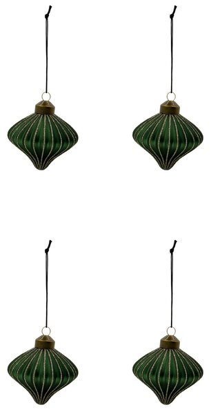 Skleněná vánoční ozdoba Spin Green – set 4 ks