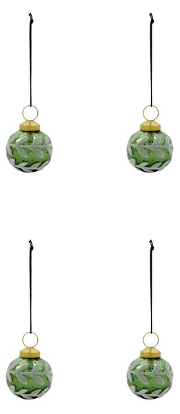 Skleněné vánoční ozdoby Vellu Green – set 4 ks