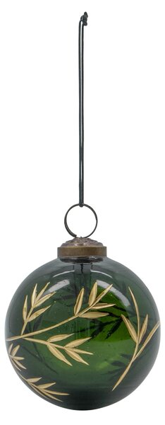 Skleněná vánoční ozdoba Leaf Green/Gold – set 4 ks