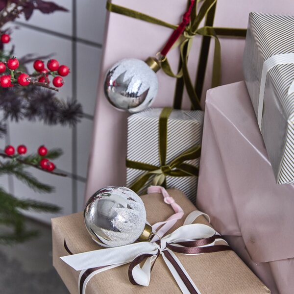 Skleněná vánoční ozdoba Bano Silver – set 4 ks