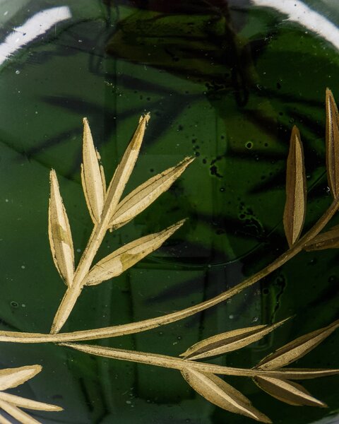 Skleněná vánoční ozdoba Leaf Green/Gold – set 4 ks