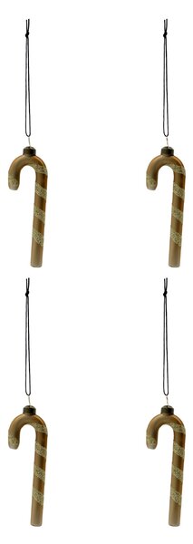 Skleněná vánoční ozdoba Stick Gold – set 4 ks