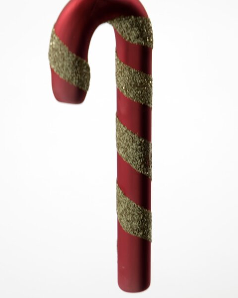 Skleněná vánoční ozdoba Stick Dusty Red – set 4 ks