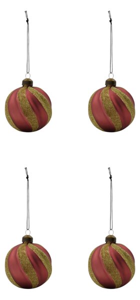 Skleněné ozdoby Swirl Rouge – set 4 ks