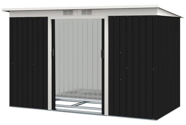 Outsunny Kovová Kůlna na Nářadí 6.3m³ 280x130x172cm S Klenutou Střechou, Posuvnými Dveřmi, Voděodolný Zahradní Dům, Skříň do Zahrady pro Zahradu a Dvů