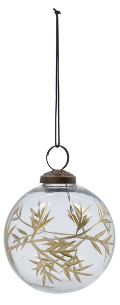 Skleněná vánoční ozdoba Leaf Clear/Gold – set 4 ks