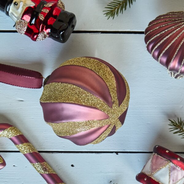 Skleněné ozdoby Swirl Rouge – set 4 ks