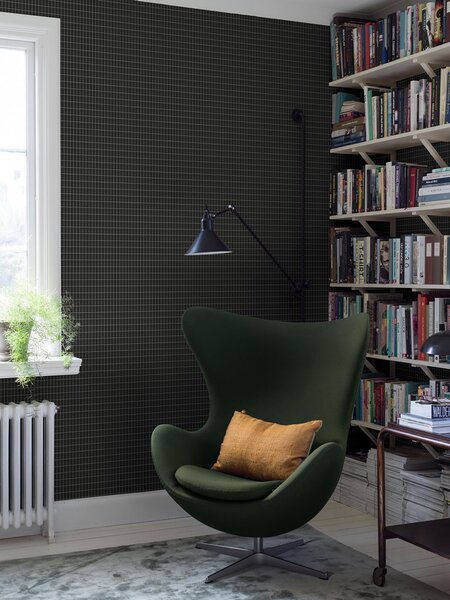 Geometrická vliesová tapeta na zeď, černá, 1968, Scandinavian Designers, Scandinavian Designers III, Borastapeter