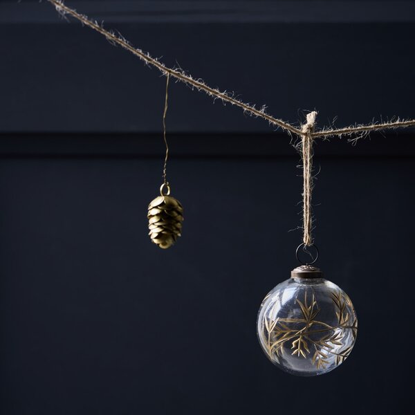 Skleněná vánoční ozdoba Leaf Clear/Gold – set 4 ks