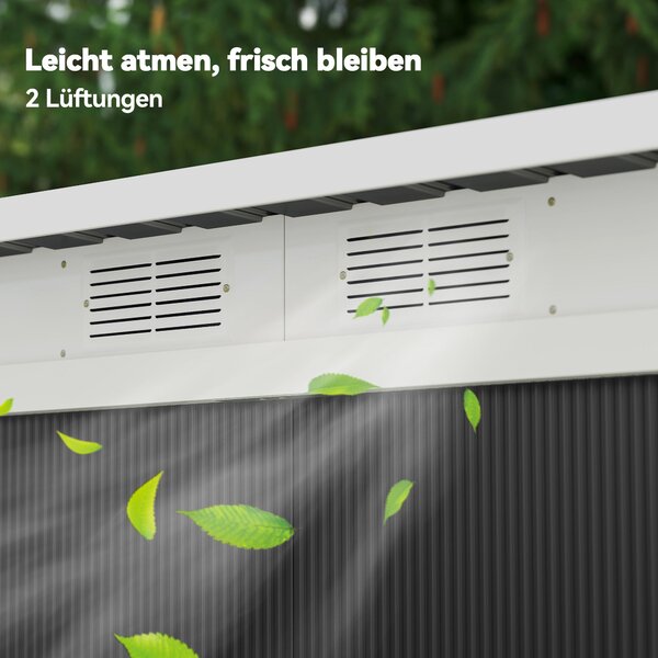 Outsunny Kovová Kůlna na Nářadí 6.3m³ 280x130x172cm S Klenutou Střechou, Posuvnými Dveřmi, Voděodolný Zahradní Dům, Skříň do Zahrady pro Zahradu a Dvů