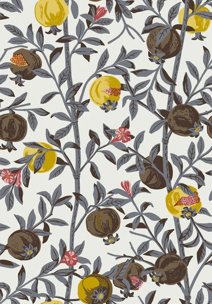 Vliesová tapeta na zeď, černo-šedá, granátová jablka, 1959, Scandinavian Designers, Scandinavian Designers III, Borastapeter