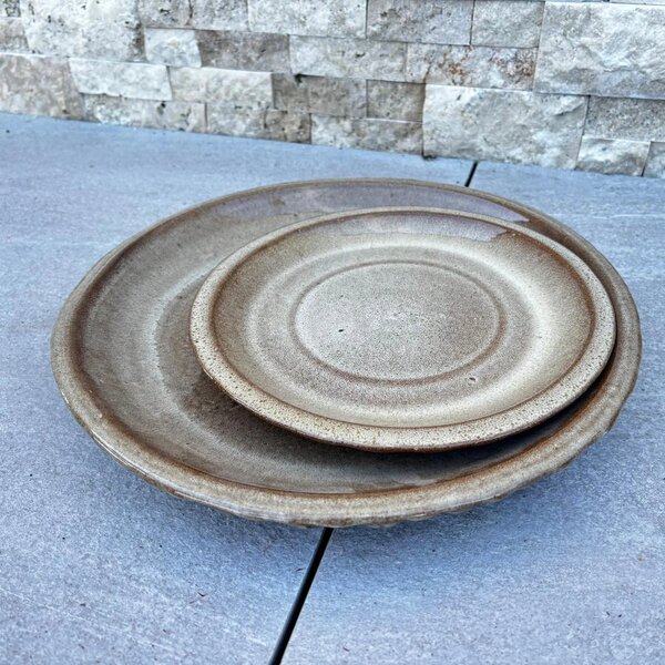 Podmiska pod květináč - Broušený bronz se vzorem 17 cm