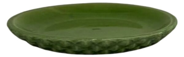 Podmiska pod květináč - Jablečně zelená se vzorem 17 cm