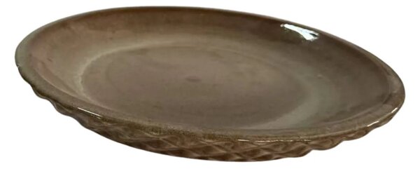 Podmiska pod květináč - Broušený bronz se vzorem 17 cm