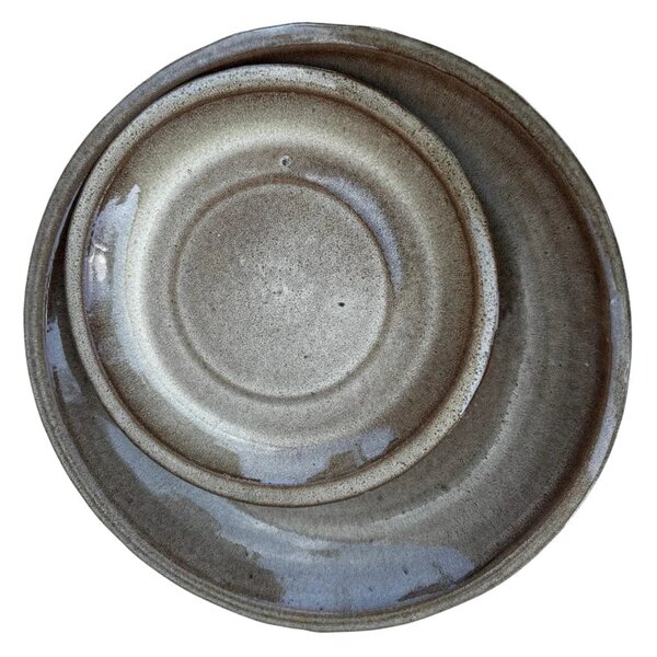 Podmiska pod květináč - Broušený bronz se vzorem 17 cm