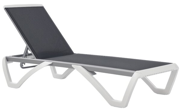 Outsunny Zahradní Lehátko Alu Sluneční Lehátko Textilní Lehátko Relaxační Lehátko 5-násobně nastavitelné ergonomické Texteline Šedá+Bílá 170 x 67,5 x