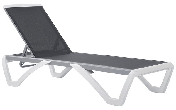 Outsunny Zahradní Lehátko Alu Sluneční Lehátko Textilní Lehátko Relaxační Lehátko 5-násobně nastavitelné ergonomické Texteline Šedá+Bílá 170 x 67,5 x