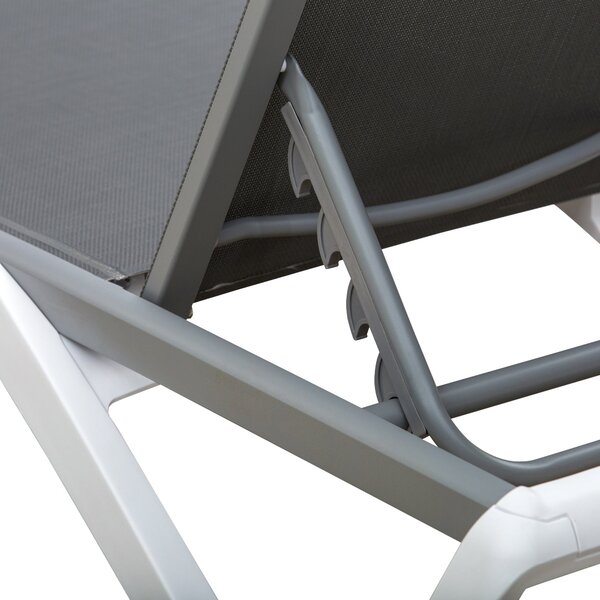 Outsunny Zahradní Lehátko Alu Sluneční Lehátko Textilní Lehátko Relaxační Lehátko 5-násobně nastavitelné ergonomické Texteline Šedá+Bílá 170 x 67,5 x
