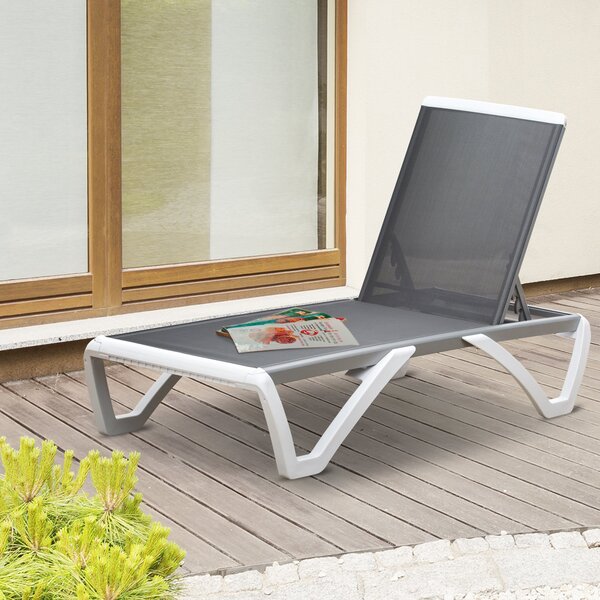 Outsunny Zahradní Lehátko Alu Sluneční Lehátko Textilní Lehátko Relaxační Lehátko 5-násobně nastavitelné ergonomické Texteline Šedá+Bílá 170 x 67,5 x