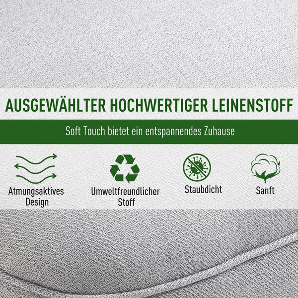 HOMCOM Křeslo do obývacího pokoje - Relaxační křeslo s polštářem na opěradlo, dřevěné nohy, čtecí křeslo s lněným vzhledem, potažené křeslo do ložnice