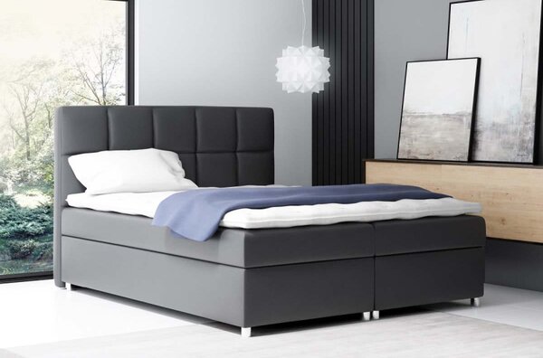Čalouněná jednolůžková postel Tina černá eko kůže 120 + toper zdarma