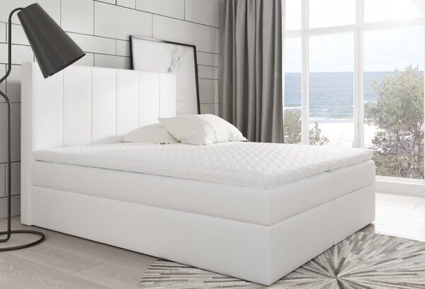 Boxspringová čalouněná postel Daria bílá Eko kůže 160 + topper zdarma