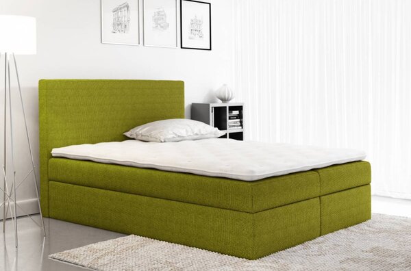 Čalouněná jednolůžková postel Ella zelená 120 + Topper zdarma