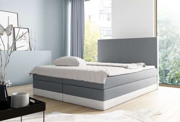 Čalouněná jednolůžková postel Stefani šedomodrá, bílá 120 + toper zdarma