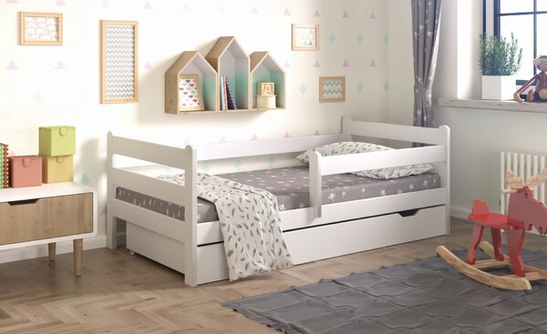 Dětská postel 200x90 se zábranou + box Gres