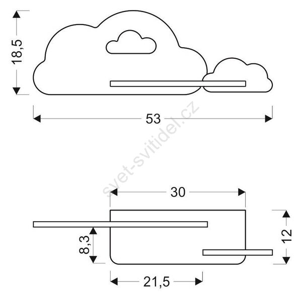 Candellux LED Dětské nástěnné svítidlo s poličkou CLOUD LED/5W/230V modrá/bílá CA0419