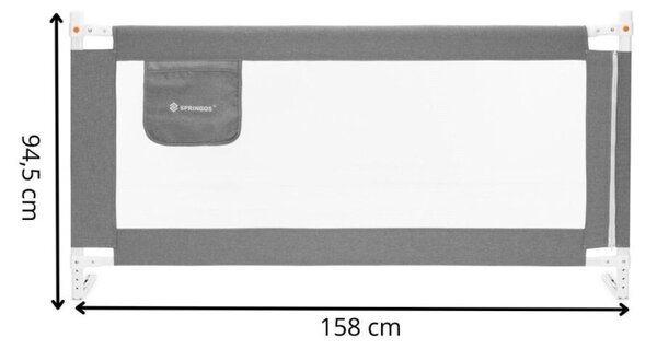 Zábrana na postel 160 cm SPRINGOS HA7527 šedá