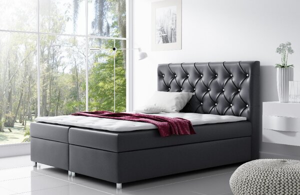 Čalouněná postel s úložným prostorem Vivien černá eko kůže 120 + topper zdarma