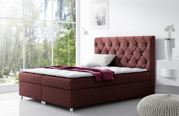 Čalouněná postel s úložným prostorem Vivien vínová 140 + topper zdarma