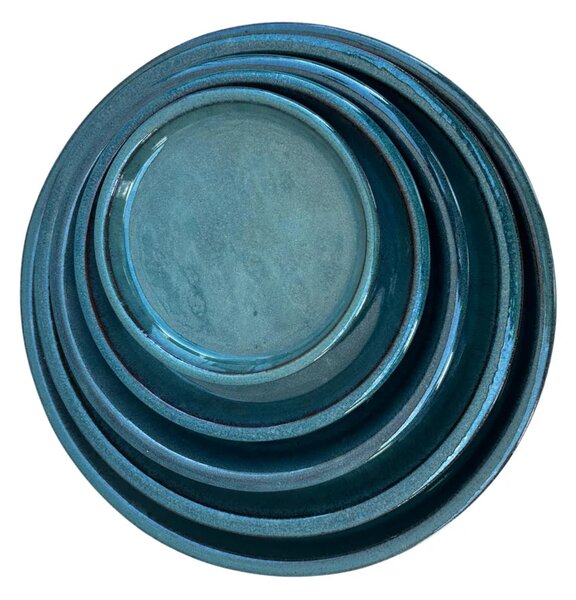 Podmiska pod květináč - Petrolejově modrá 16 cm