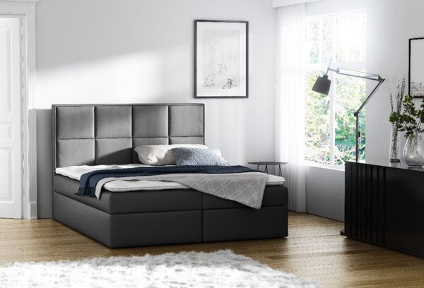 Čalouněná postel s úložným prostorem Sivio šedá eko kůže 140 + TOPPER ZDARMA