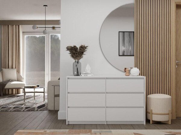 Topeshop K120 BIEL 2X3, Bílá, 6 zásuvka/zásuvek, Dřevotřískové desky, Moderní, Dřevotřískové desky, Matný