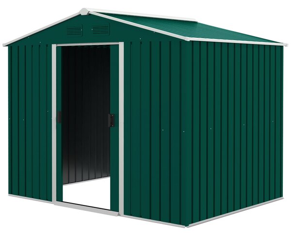 Zahradní kůlna Outsunny 3,6 m² 236x174x190 cm se 2 posuvnými dveřmi, šikmou střechou a 4 okny na terasu | Aosom