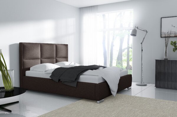 Designová postel Venezia s vysokým čelem a úložným prostorem hnědá 200 x 200