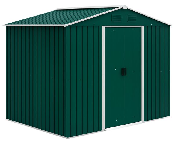 Zahradní kůlna Outsunny 3,6 m² 236x174x190 cm se 2 posuvnými dveřmi, šikmou střechou a 4 okny na terasu | Aosom