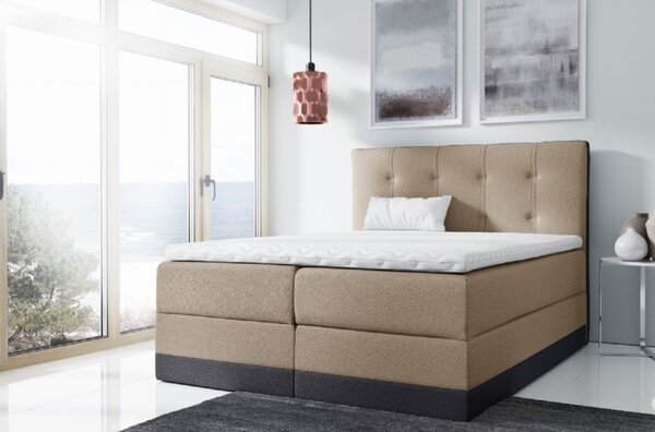 Jednoduchá čalouněná postel Tory 120x200, béžová + TOPPER