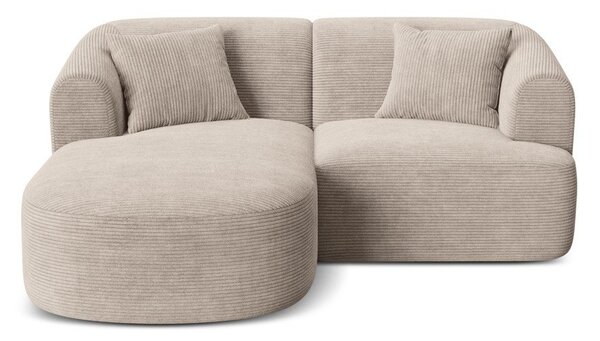 Světle hnědá manšestrová rohová pohovka (levý roh/s lenoškou) Campi – Cosmopolitan Design