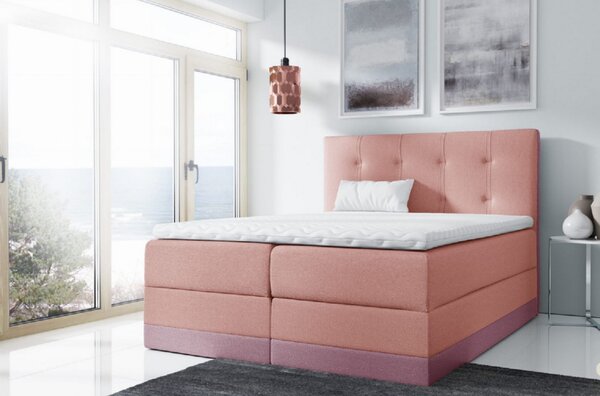 Jednoduchá čalouněná postel Tory 200x200, růžová