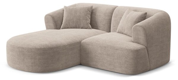 Světle hnědá manšestrová rohová pohovka (levý roh/s lenoškou) Campi – Cosmopolitan Design